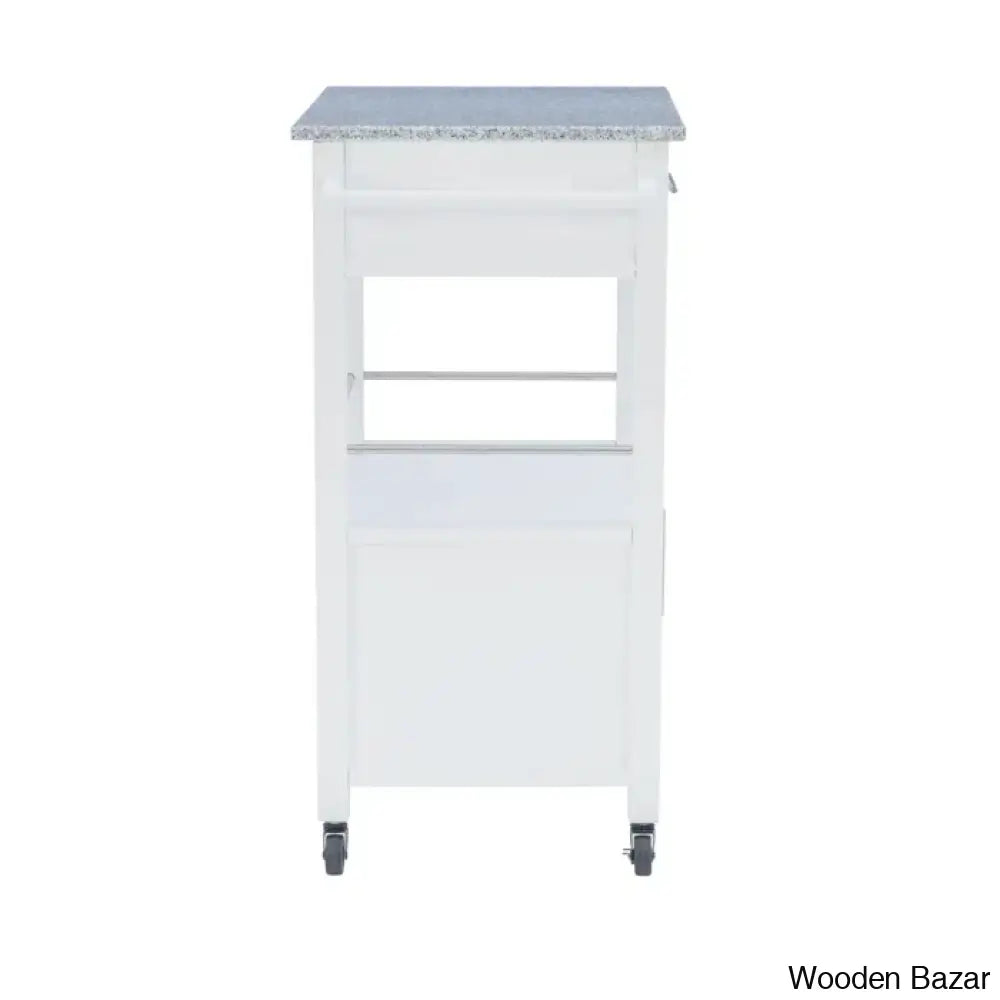 Sariol Granite Top Wood Kitchen Cart With Storage Trolley Cart Cabinet Kitchen Island Storage