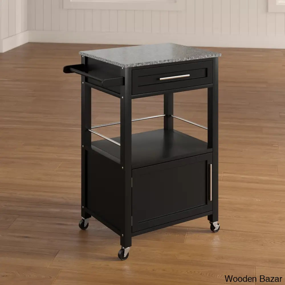 Sariol Granite Top Wood Kitchen Cart With Storage Trolley Cart Cabinet Kitchen Island Storage