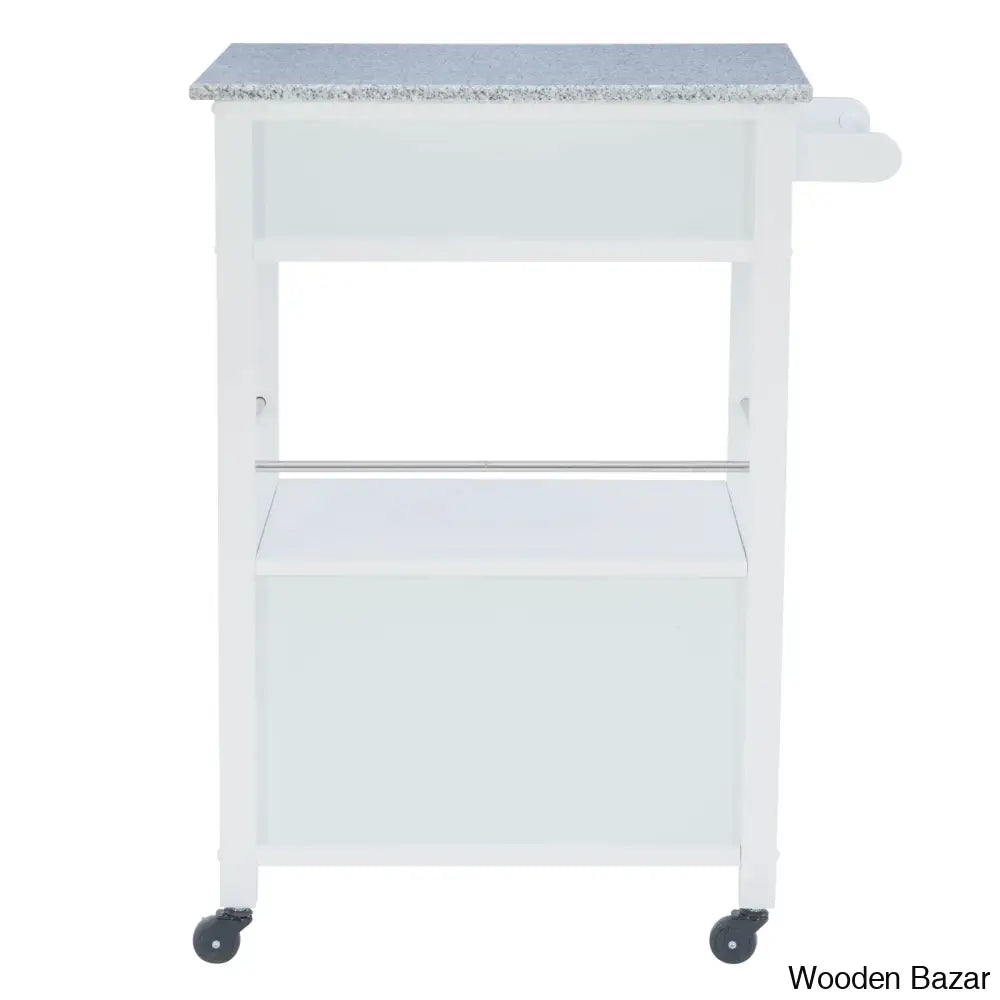 Sariol Granite Top Wood Kitchen Cart With Storage Trolley Cart Cabinet Kitchen Island Storage