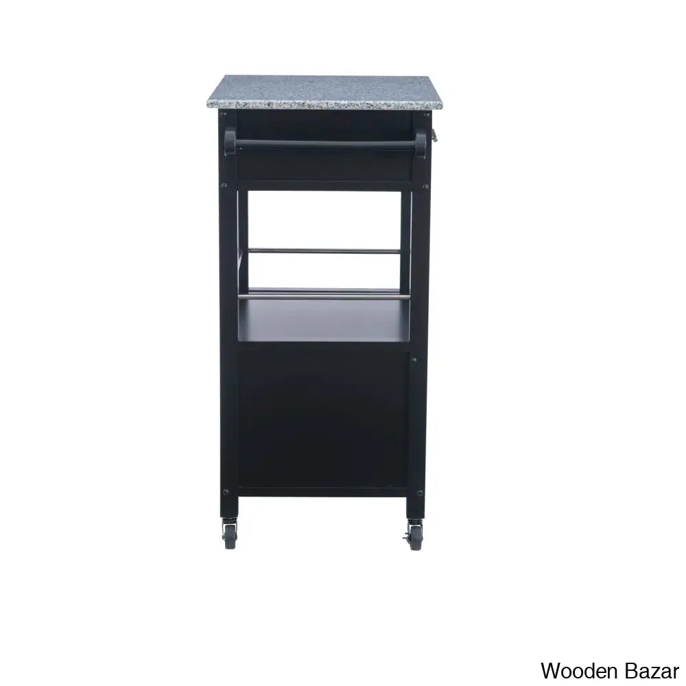 Sariol Granite Top Wood Kitchen Cart With Storage Trolley Cart Cabinet Kitchen Island Storage