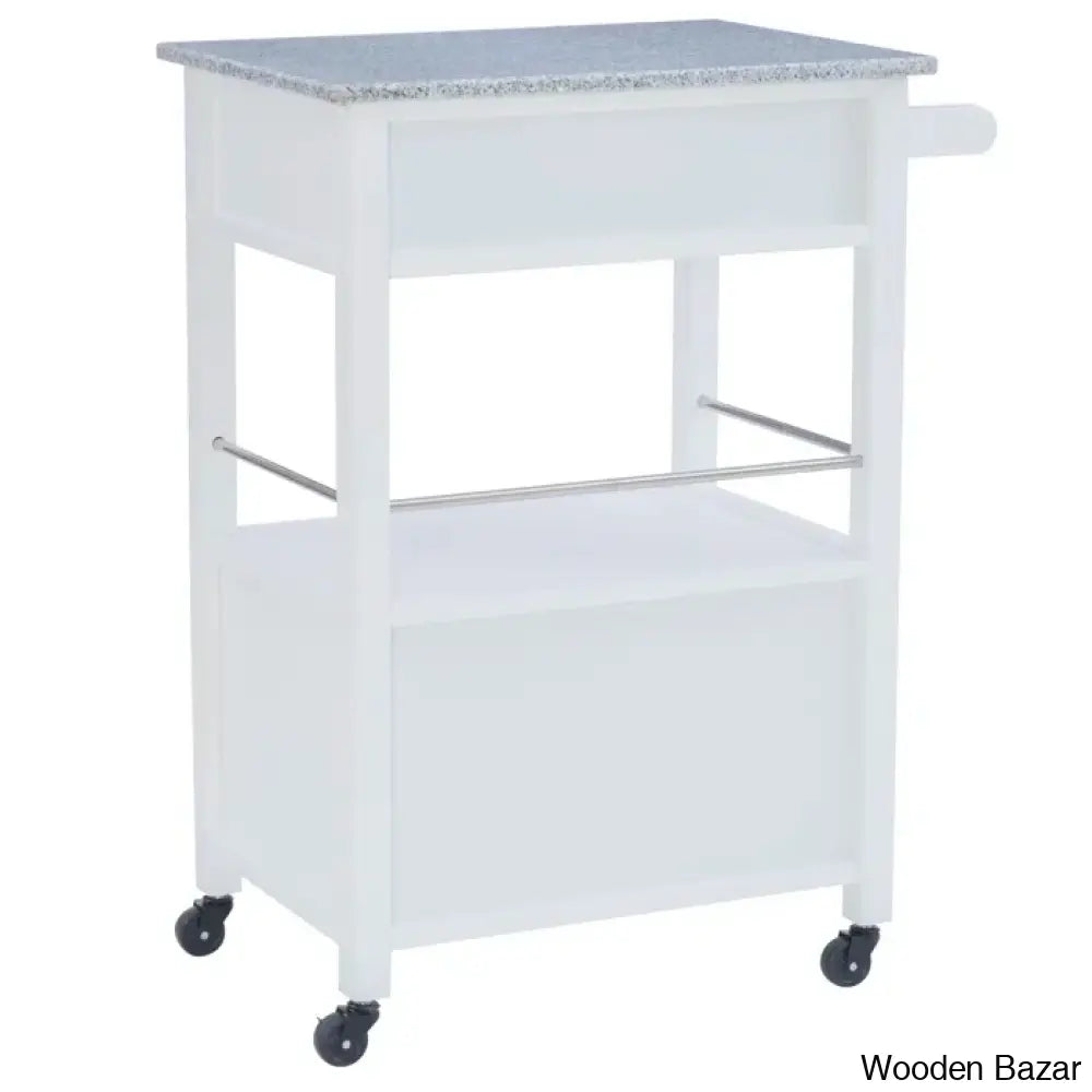 Sariol Granite Top Wood Kitchen Cart With Storage Trolley Cart Cabinet Kitchen Island Storage