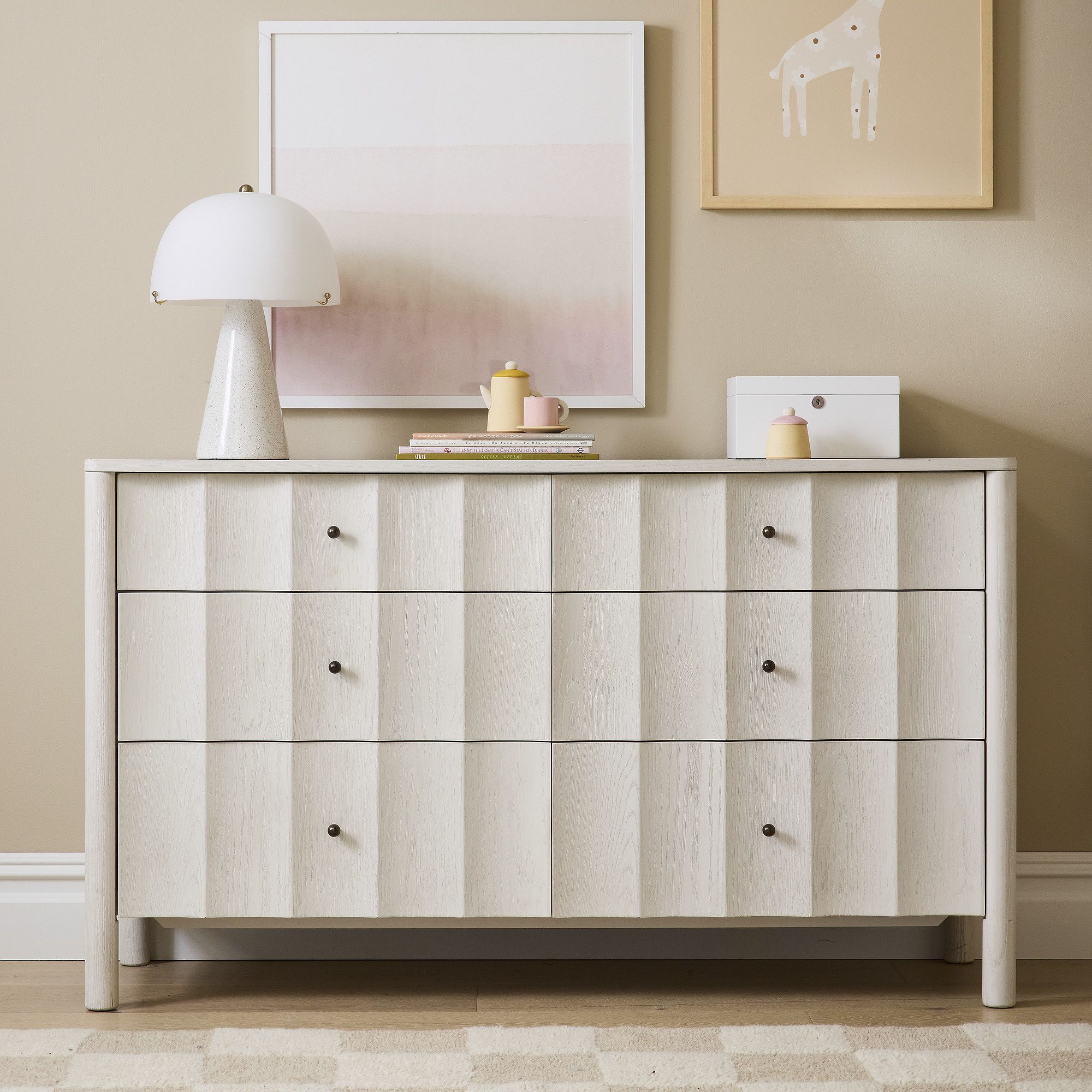 Scalloped 6-Drawer Dresser - Wooden Bazar