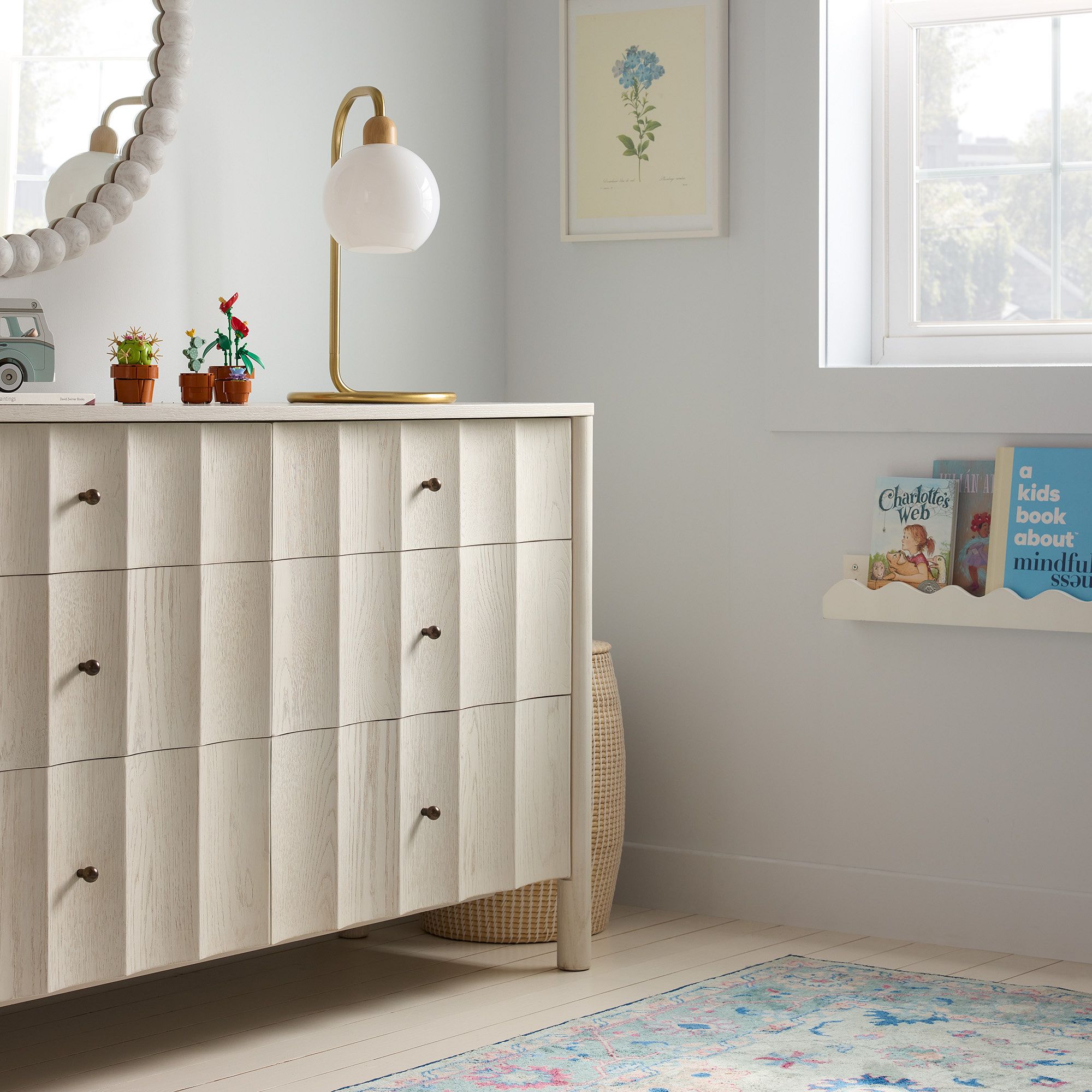 Scalloped 6-Drawer Dresser - Wooden Bazar