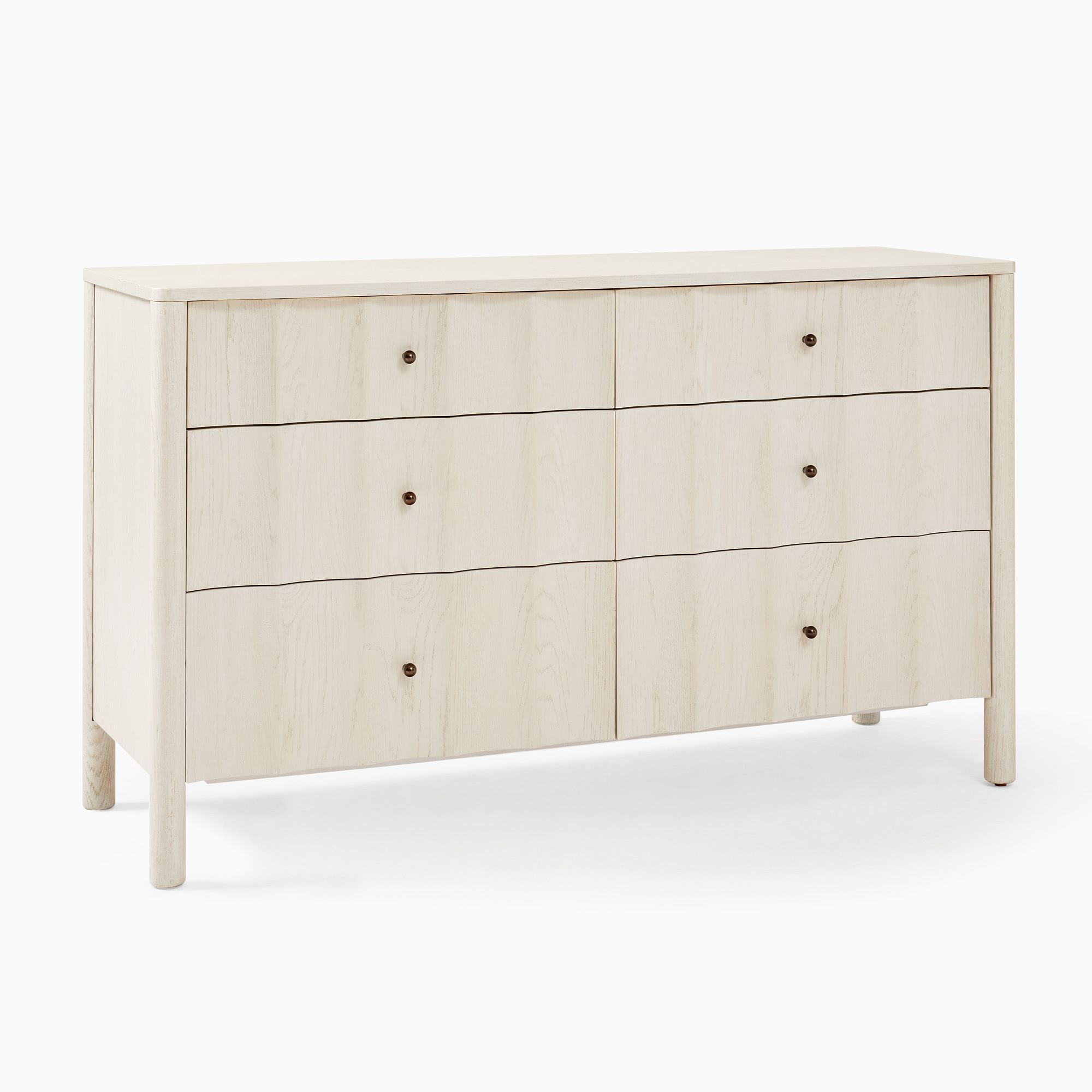 Scalloped 6-Drawer Dresser - Wooden Bazar