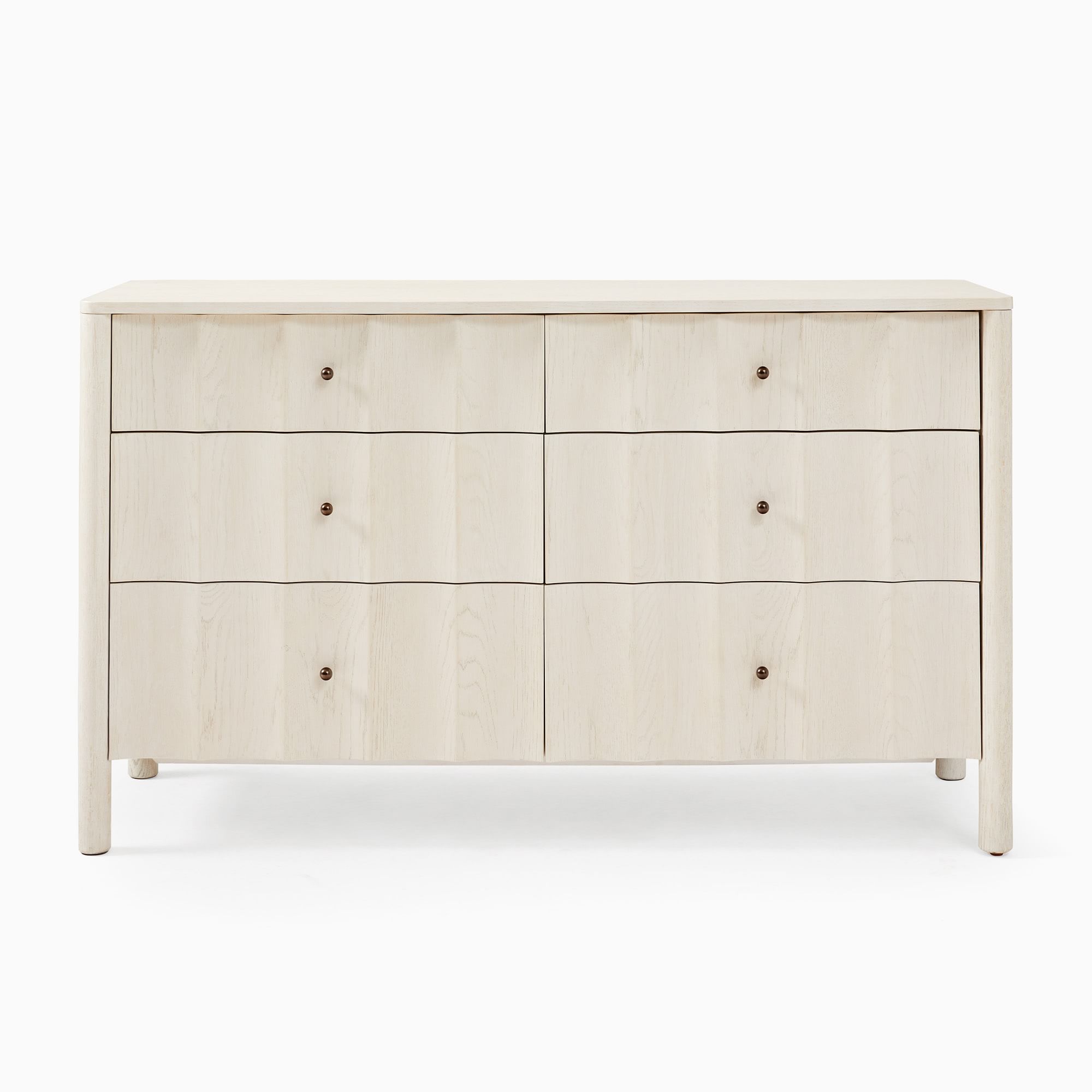 Scalloped 6-Drawer Dresser - Wooden Bazar