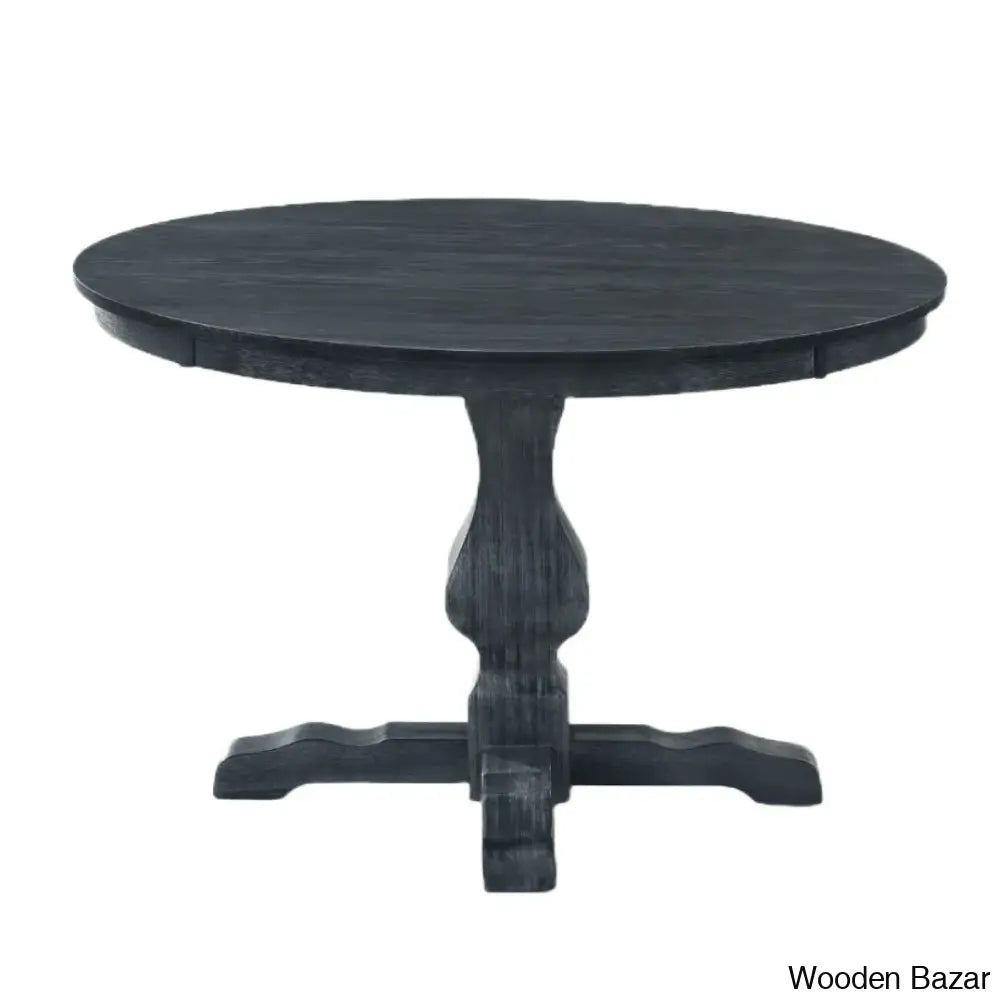 Scarlet Modern Round Black Wooden Dining Table Set