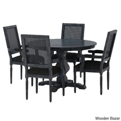 Scarlet Modern Round Black Wooden Dining Table Set