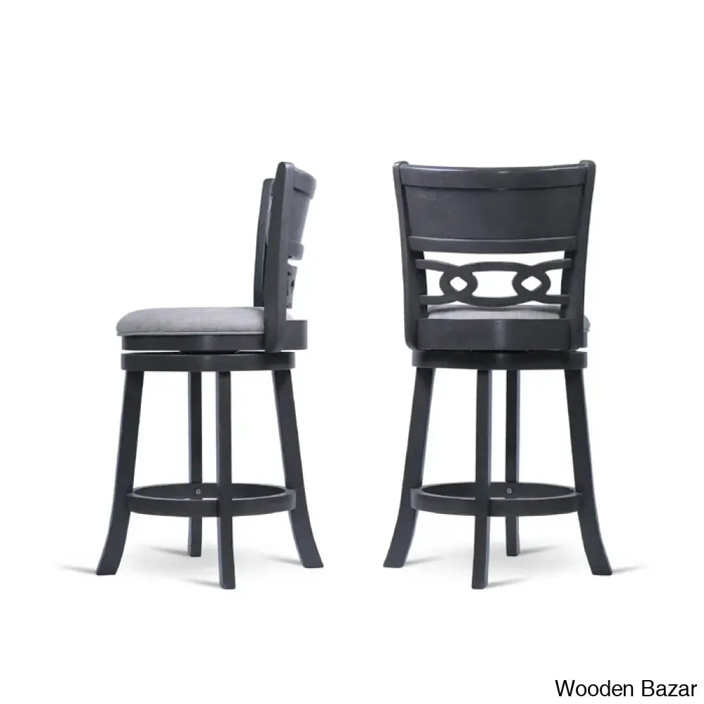 Scoggine Swivel Upholstered Counter And Bar Stool With Solid Wood Frame (Set Of 2)