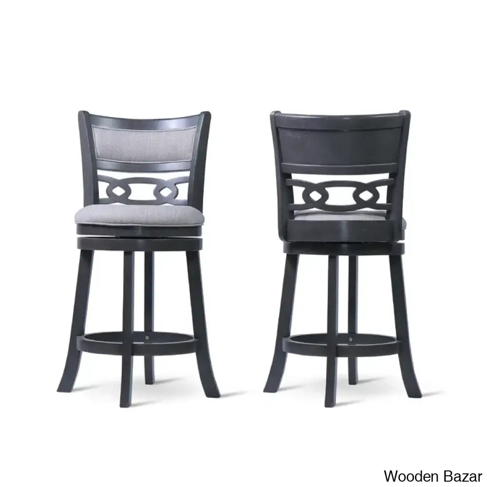 Scoggine Swivel Upholstered Counter And Bar Stool With Solid Wood Frame (Set Of 2)