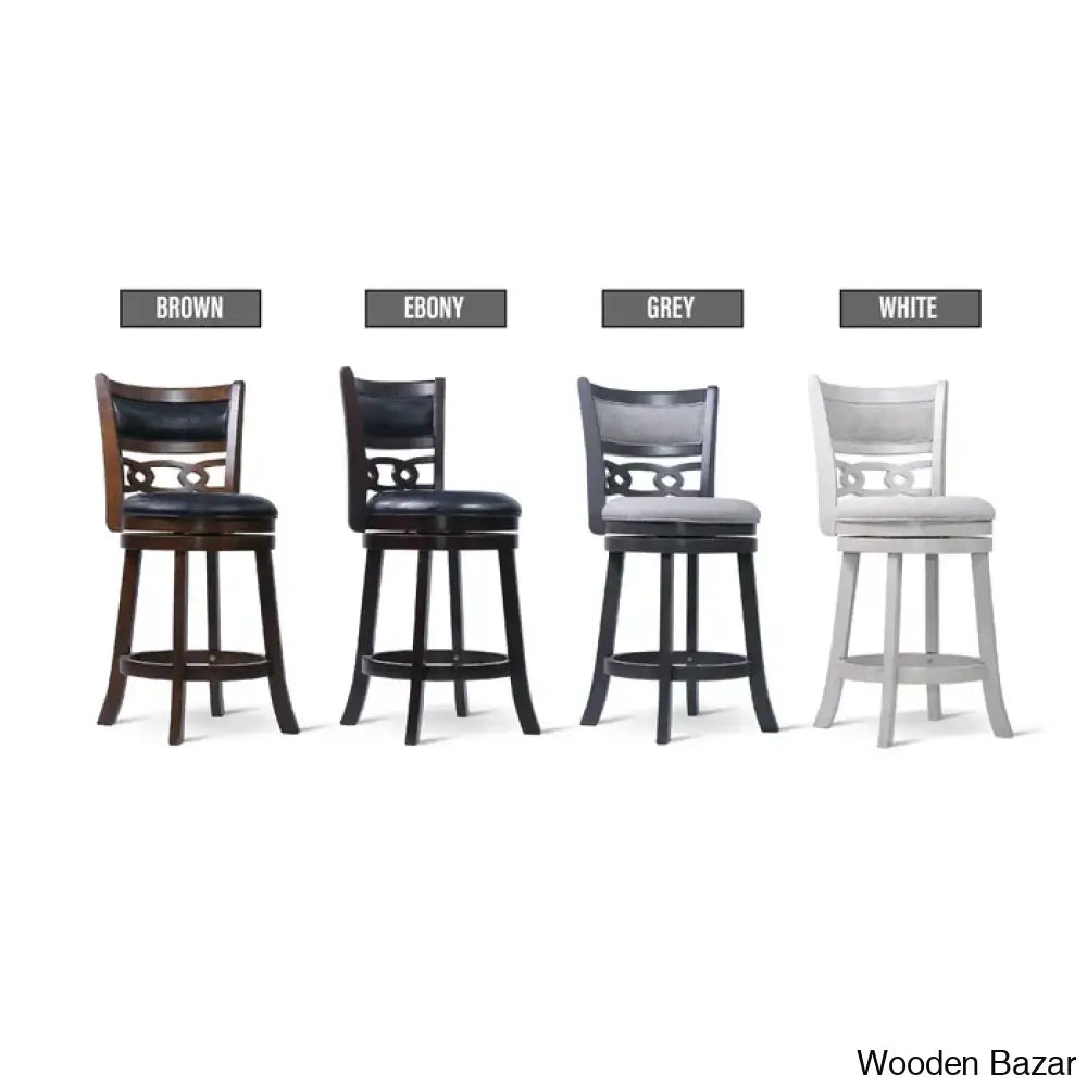 Scoggine Swivel Upholstered Counter And Bar Stool With Solid Wood Frame (Set Of 2)