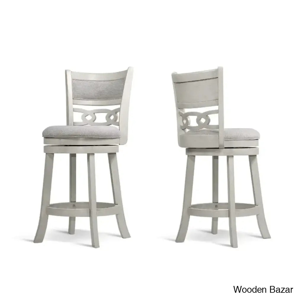 Scoggine Swivel Upholstered Counter And Bar Stool With Solid Wood Frame (Set Of 2)