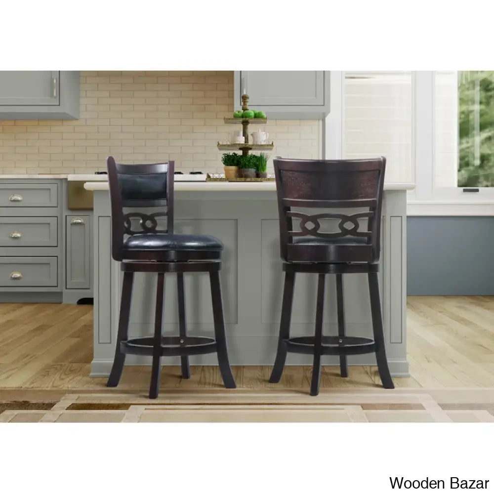 Scoggine Swivel Upholstered Counter And Bar Stool With Solid Wood Frame (Set Of 2)