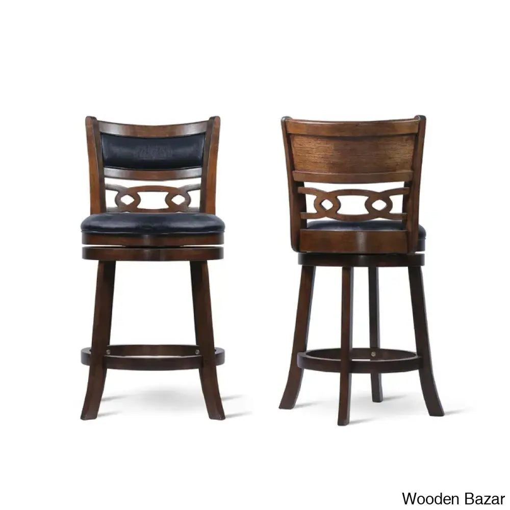 Scoggine Swivel Upholstered Counter And Bar Stool With Solid Wood Frame (Set Of 2)