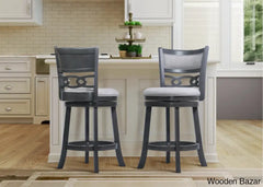 Scoggine Swivel Upholstered Counter And Bar Stool With Solid Wood Frame (Set Of 2) Gray / Bar