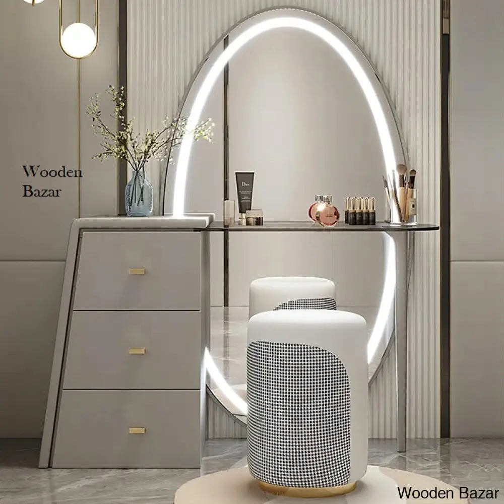 Scotts Full View Vanity Dressing Table With Mirror Light And Stool