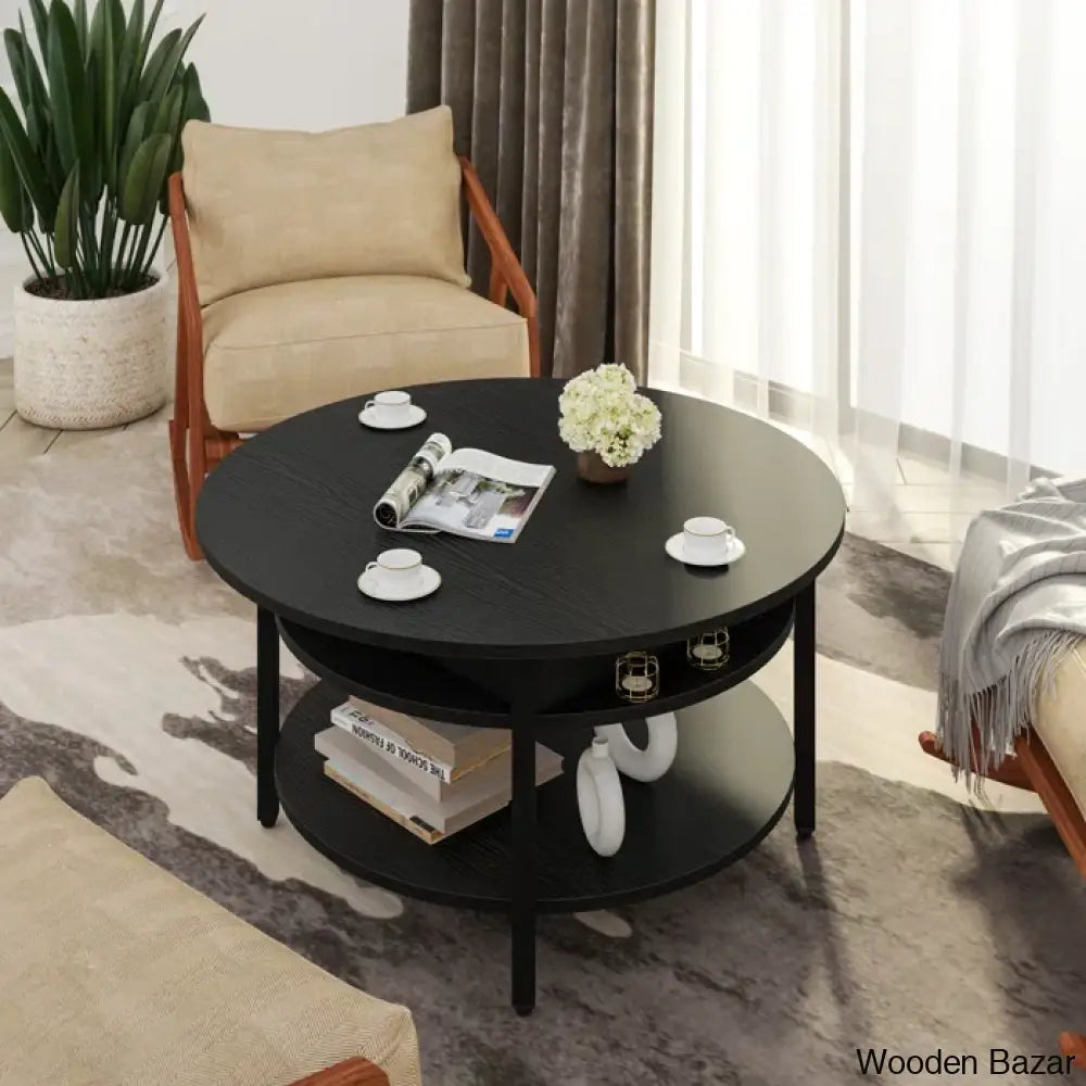 Sehjan Round Coffee Table With Storage Lift Top And Center