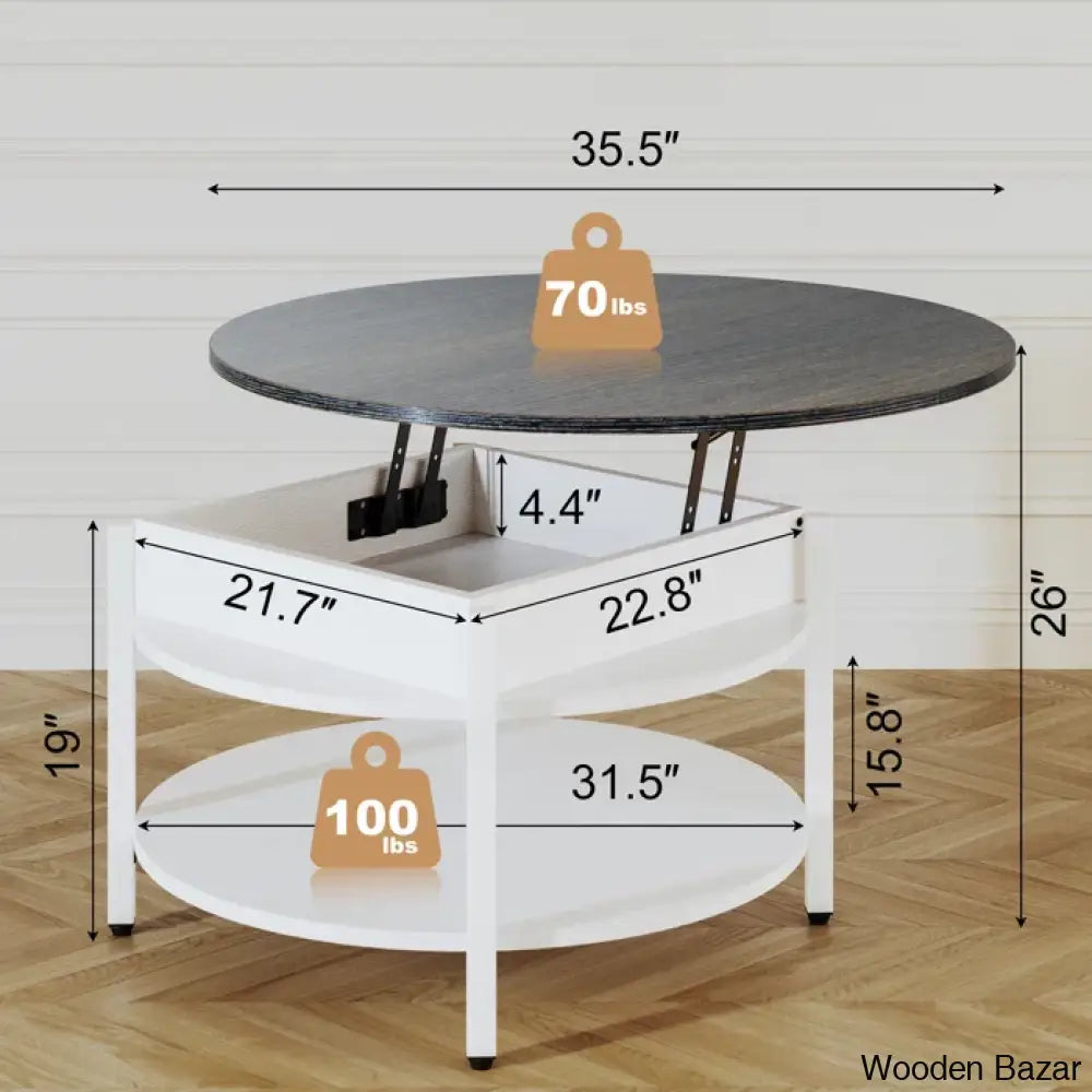 Sehjan Round Coffee Table With Storage Lift Top And Center