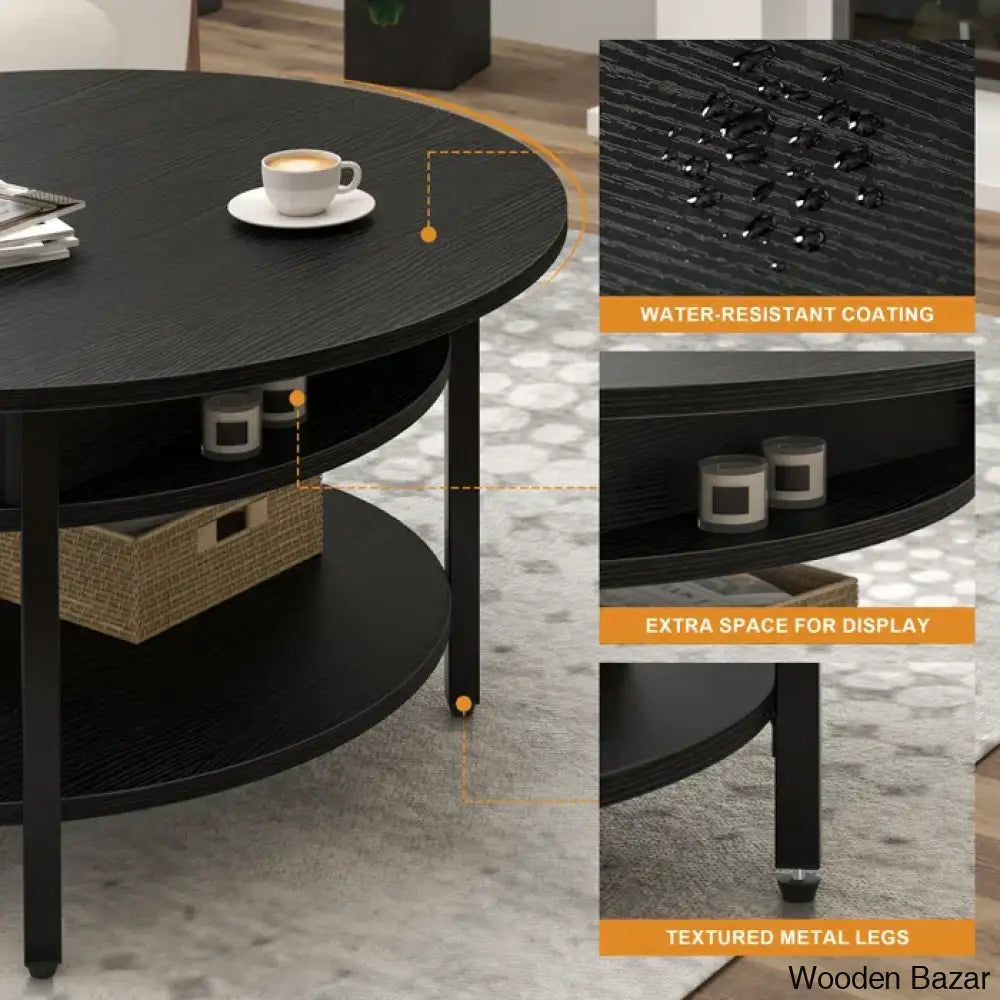 Sehjan Round Coffee Table With Storage Lift Top And Center