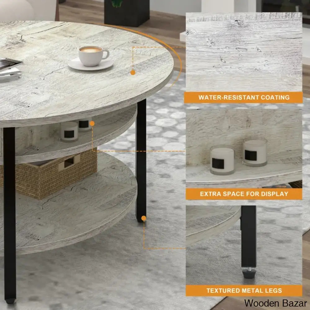 Sehjan Round Coffee Table With Storage Lift Top And Center