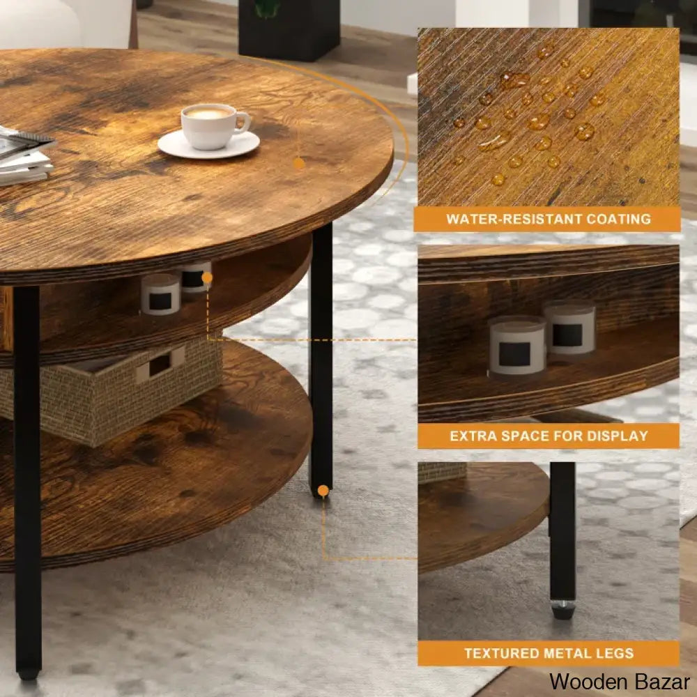 Sehjan Round Coffee Table With Storage Lift Top And Center