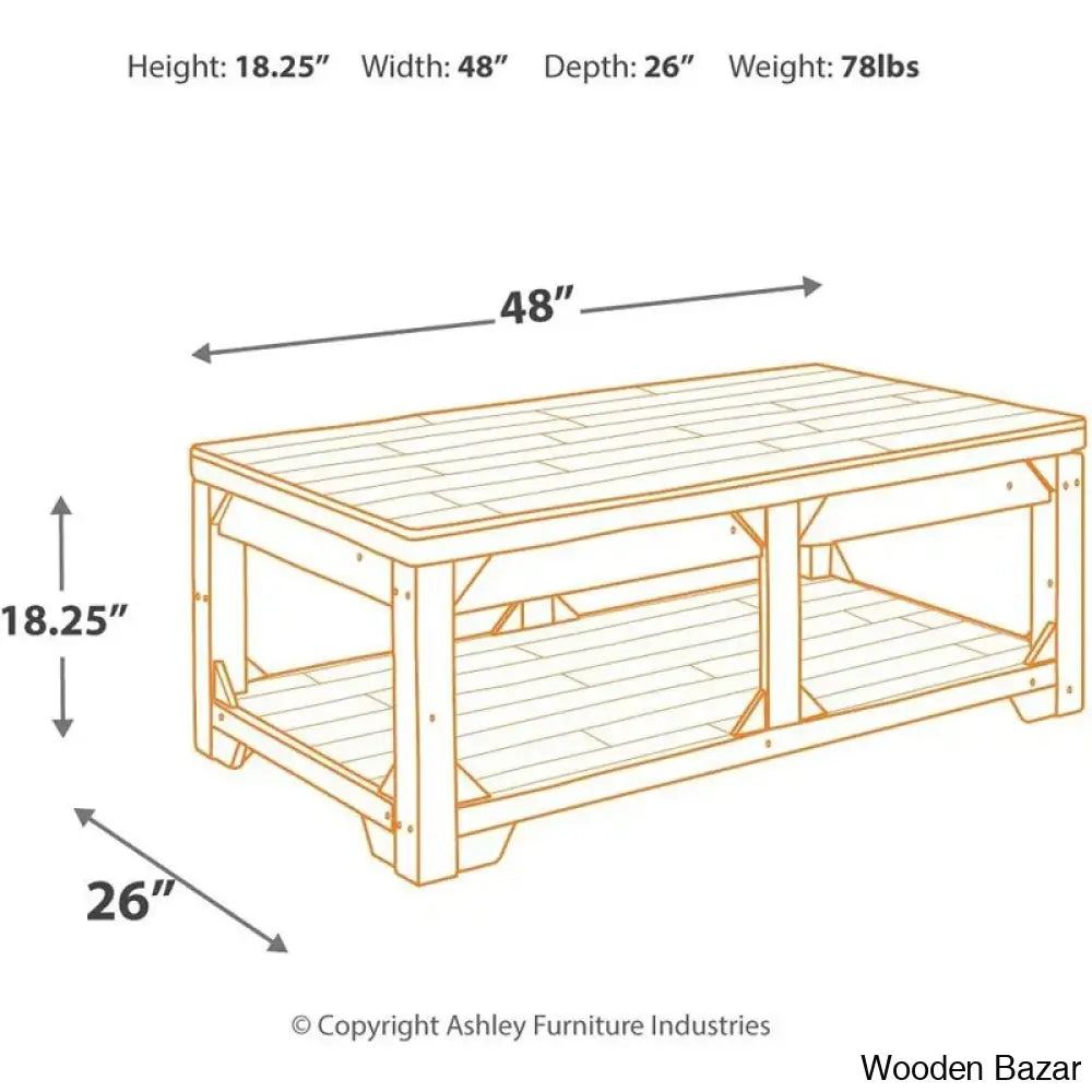 Seijav Solid Wood Coffee And Center Table