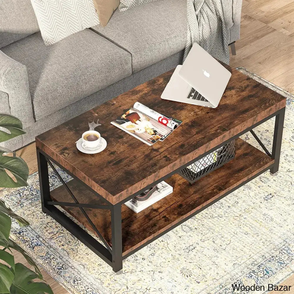 Sen Solid Wood Top Coffee And Center Table