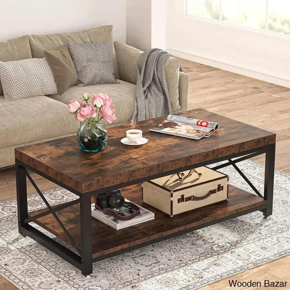 Sen Solid Wood Top Coffee And Center Table