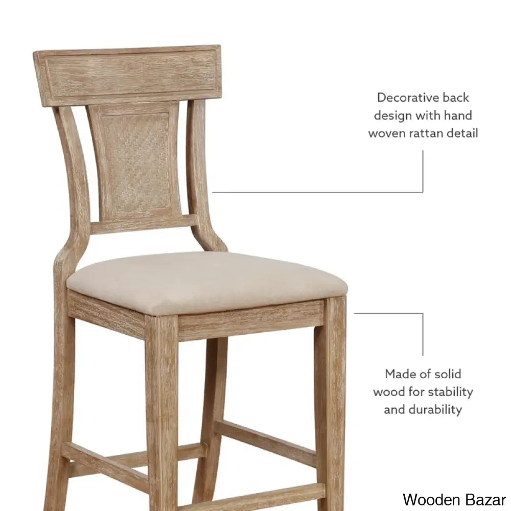 Shamira Swivel Solid Wood Upholstered Bar & Counter Stool