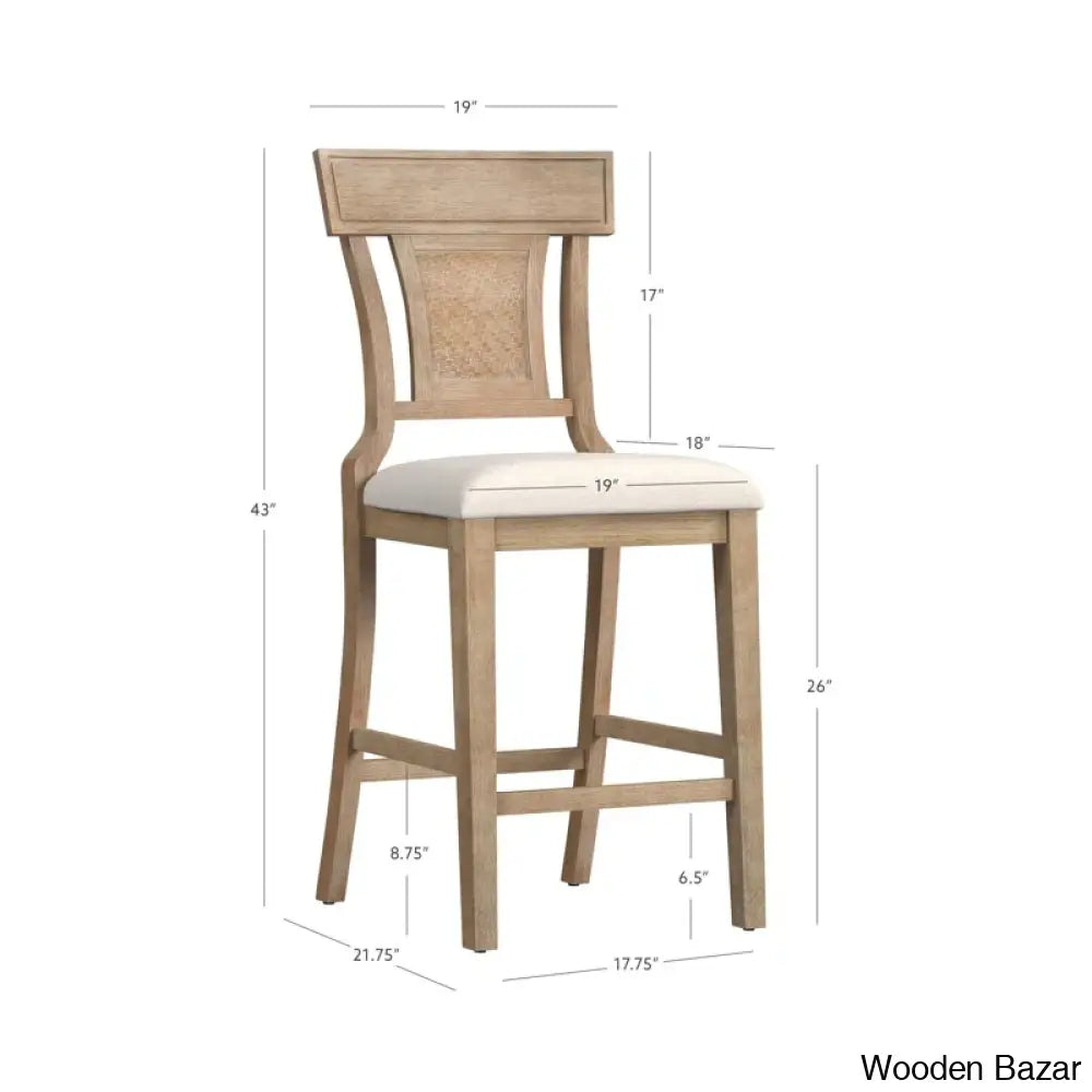 Shamira Swivel Solid Wood Upholstered Bar & Counter Stool