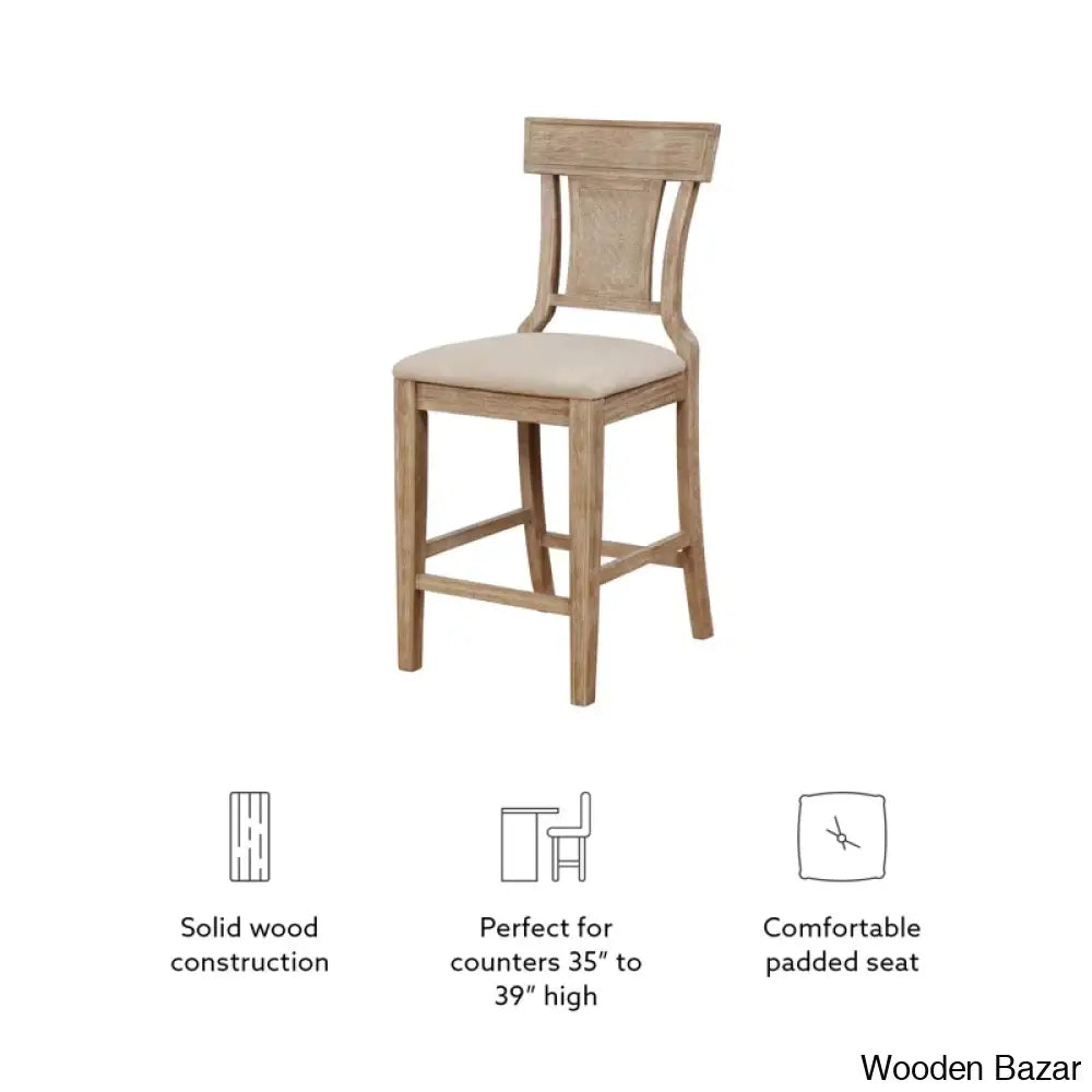 Shamira Swivel Solid Wood Upholstered Bar & Counter Stool