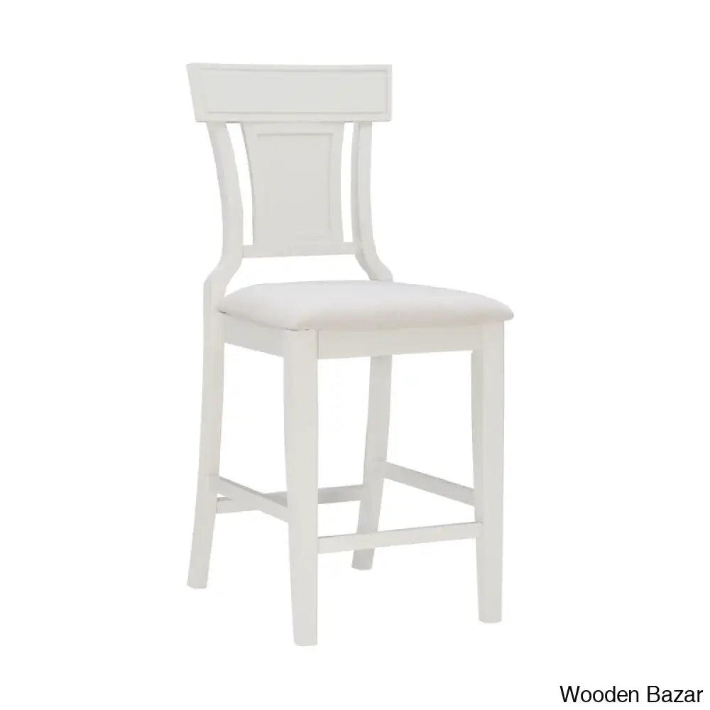 Shamira Swivel Solid Wood Upholstered Bar & Counter Stool Off-White Wash / (26’’ Seat Height)