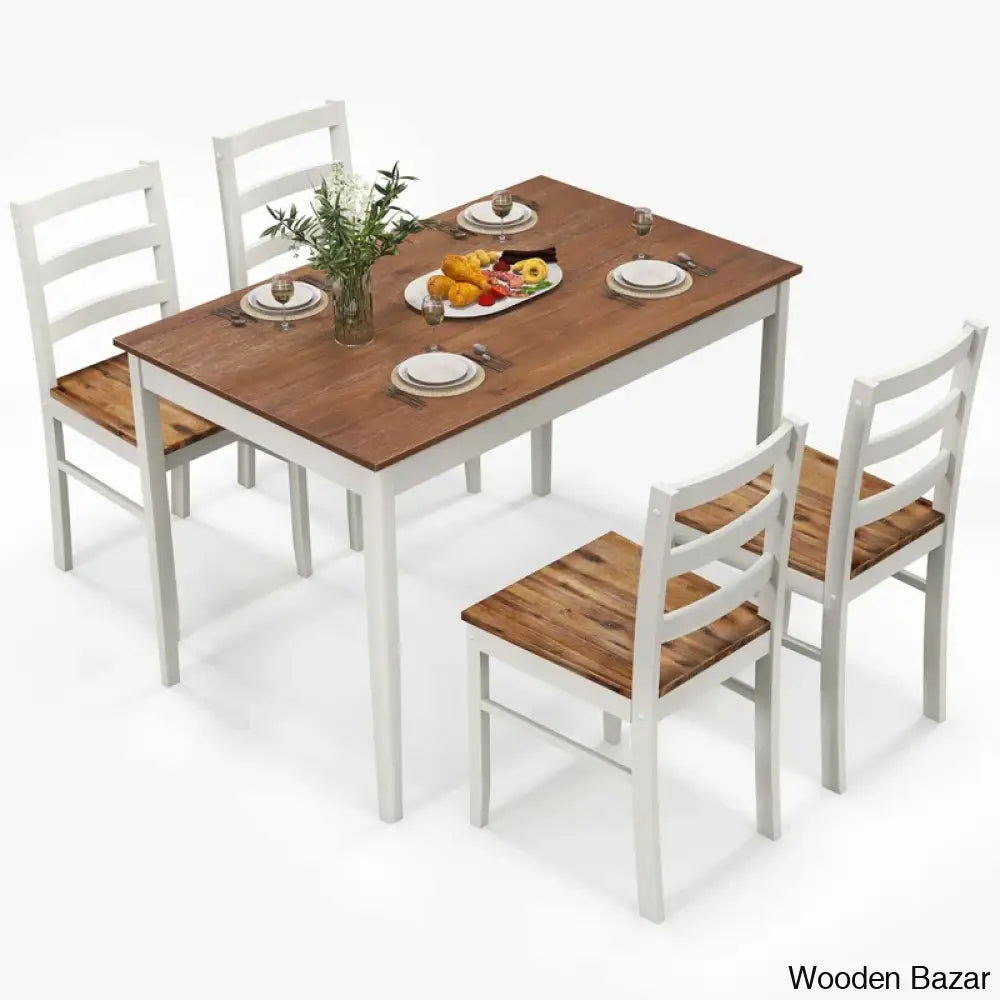 Shaw 4 Seater Dining Table Set In Teak Wood