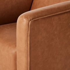 Aqaan Leather Swivel Chair - Wooden bazar
