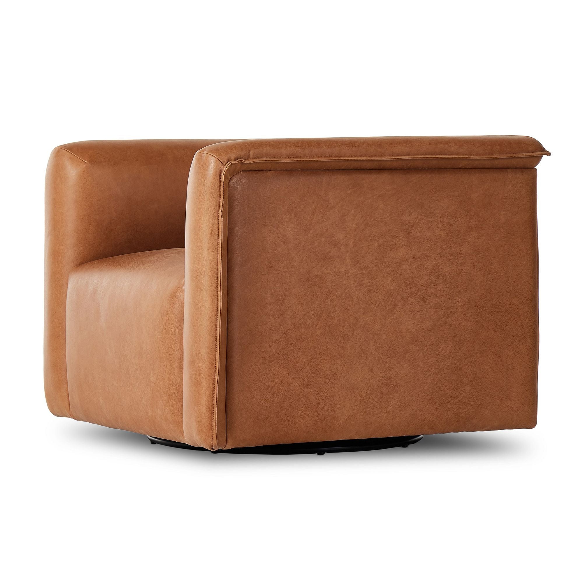 Aqaan Leather Swivel Chair - Wooden bazar