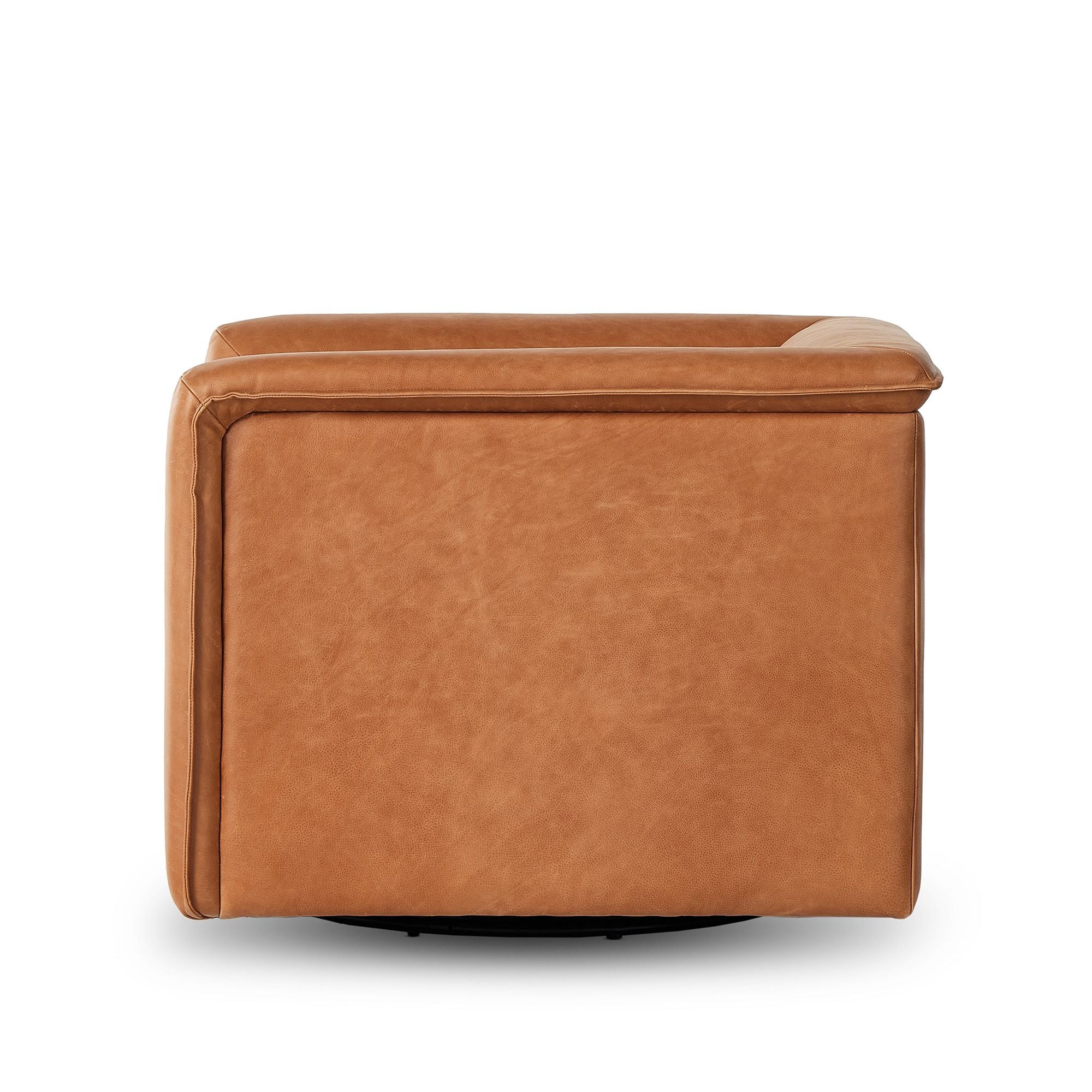 Aqaan Leather Swivel Chair - Wooden bazar