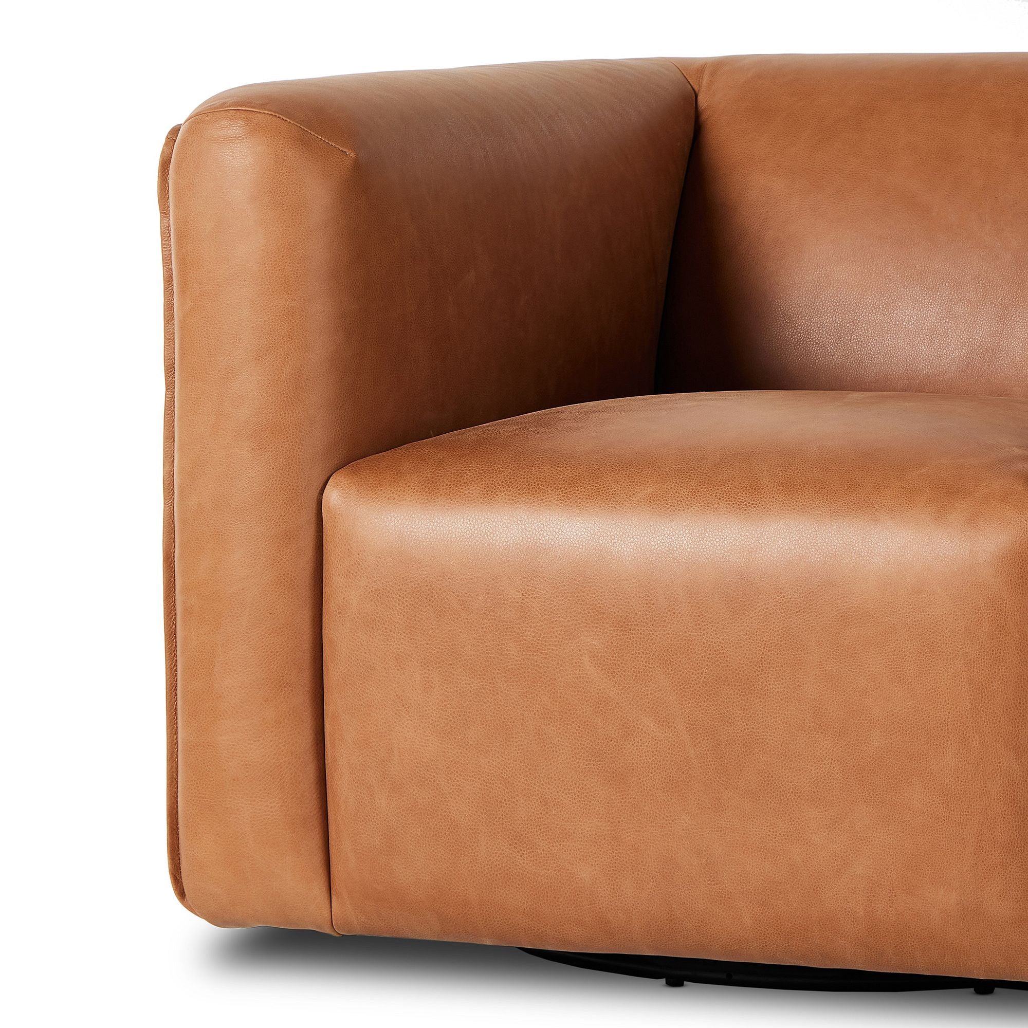 Aqaan Leather Swivel Chair - Wooden bazar