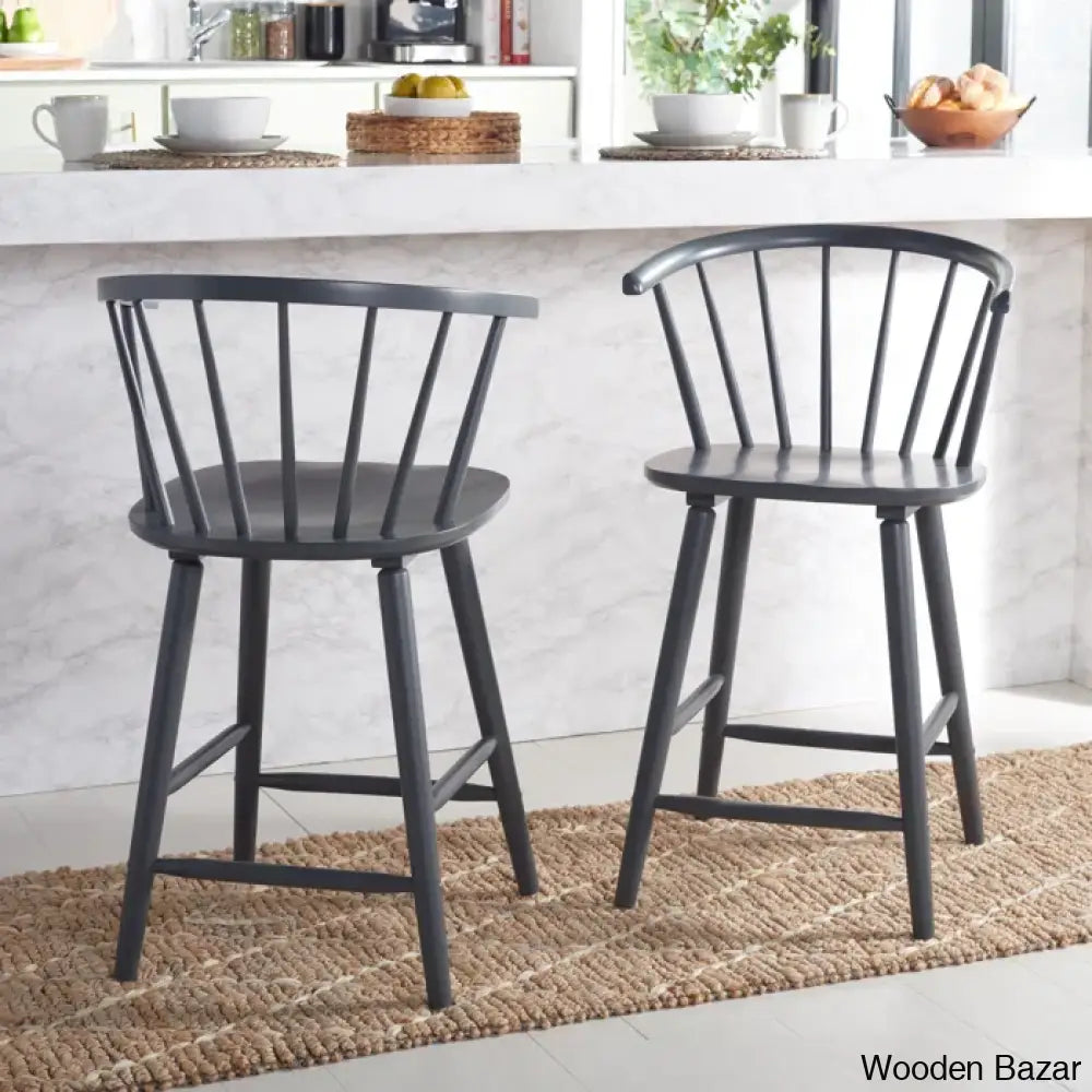 Sheffieldo Swivel Solid Wood Counter And Bar Stool (Set Of 2)