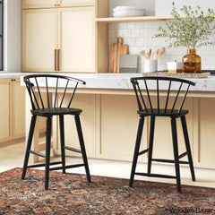 Sheffieldo Swivel Solid Wood Counter And Bar Stool (Set Of 2)