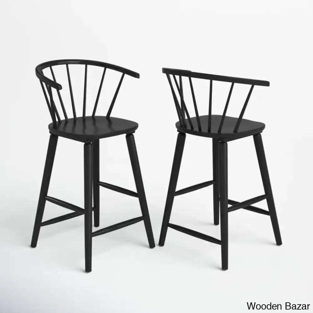 Sheffieldo Swivel Solid Wood Counter And Bar Stool (Set Of 2)