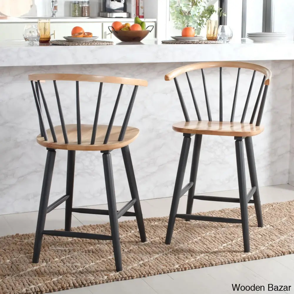 Sheffieldo Swivel Solid Wood Counter And Bar Stool (Set Of 2)