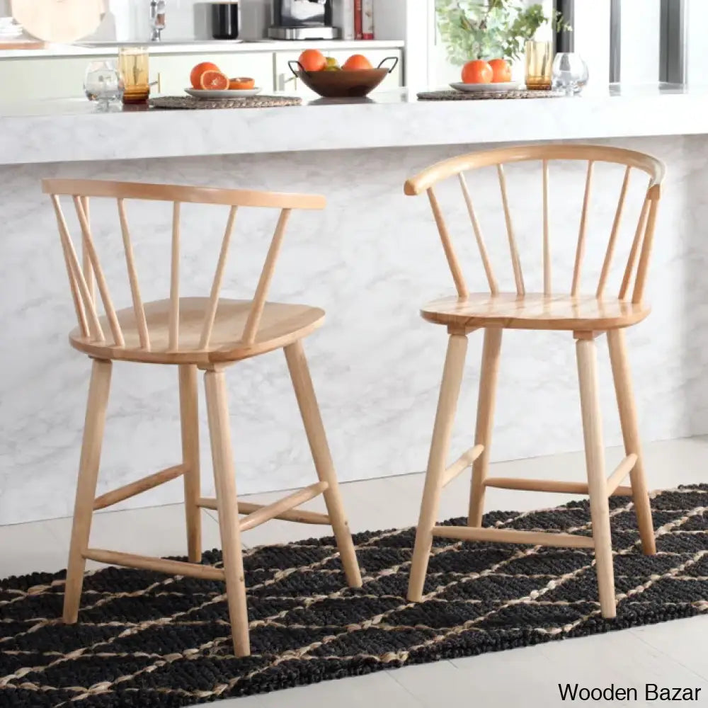 Sheffieldo Swivel Solid Wood Counter And Bar Stool (Set Of 2)