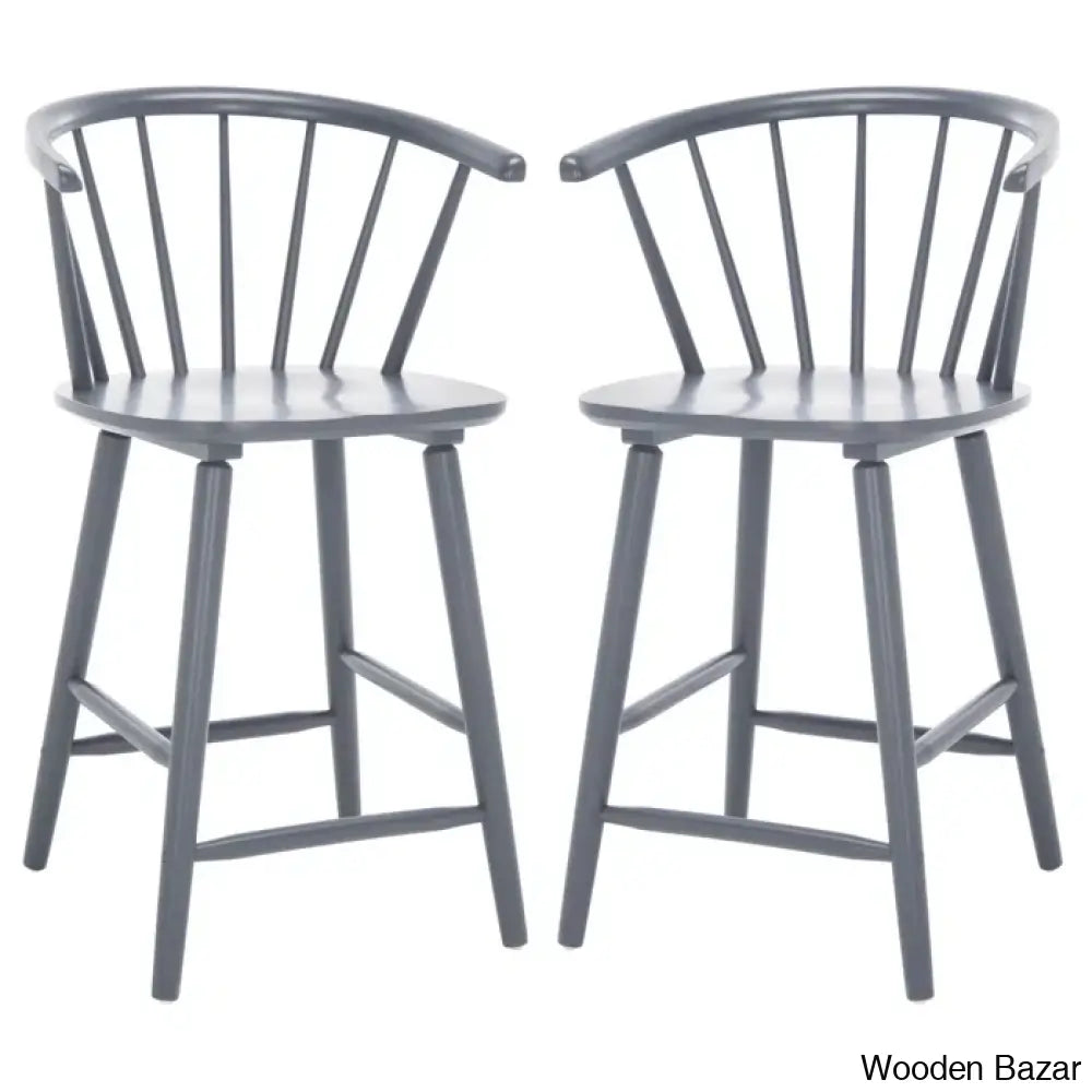 Sheffieldo Swivel Solid Wood Counter And Bar Stool (Set Of 2) Gray / Bar (29’’ Seat Height)