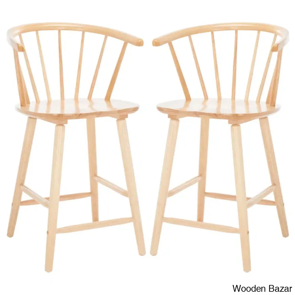 Sheffieldo Swivel Solid Wood Counter And Bar Stool (Set Of 2) Natural / Bar (29’’ Seat Height)