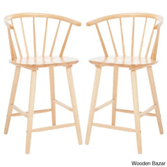 Sheffieldo Swivel Solid Wood Counter And Bar Stool (Set Of 2) Natural / Bar (29’’ Seat Height)