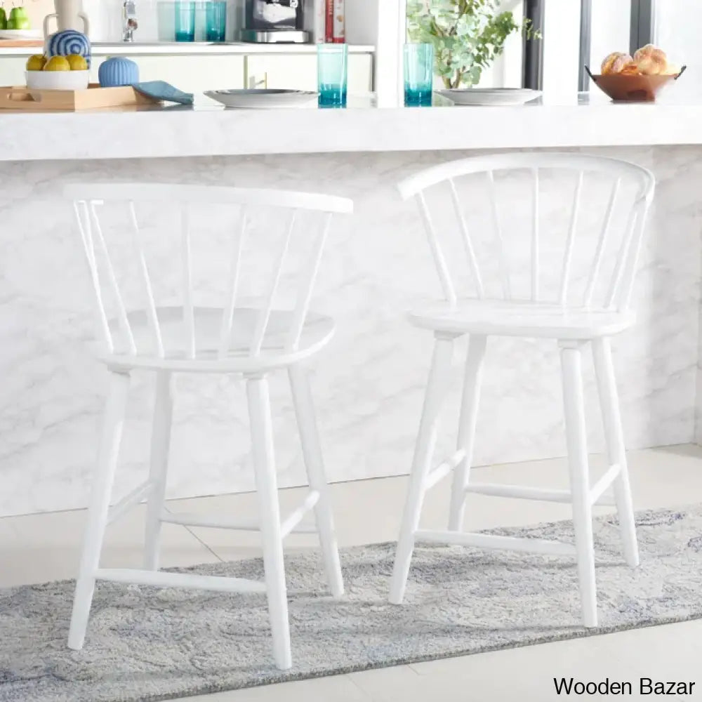 Sheffieldo Swivel Solid Wood Counter And Bar Stool (Set Of 2) White / Bar (29’’ Seat Height)