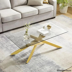 Shivaane Glass Top Coffee And Center Table Gold / 18.11’’ H X 39.37’’ L 23.62’’ W