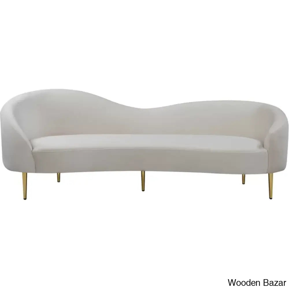 Velvet Curved 3 Seater Sofa-3