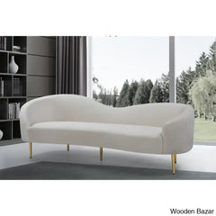 Velvet Curved 3 Seater Sofa-2