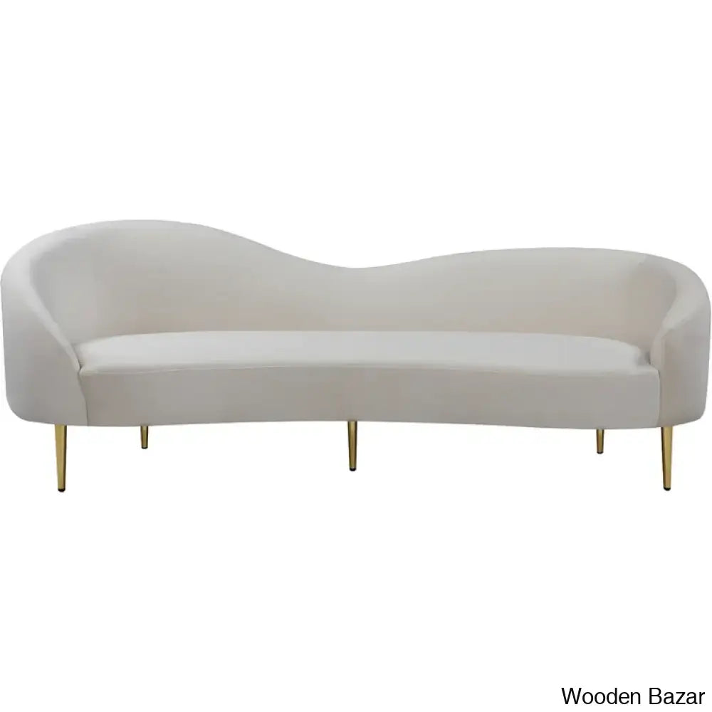 Velvet Curved 3 Seater Sofa-6