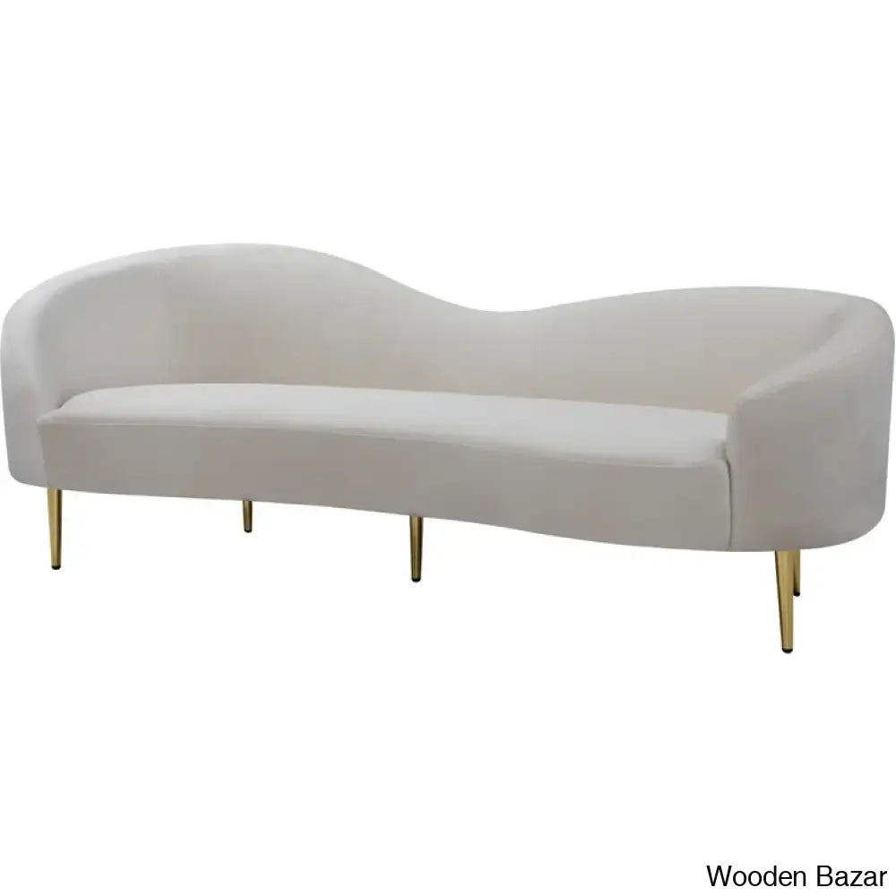 Velvet Curved 3 Seater Sofa-5